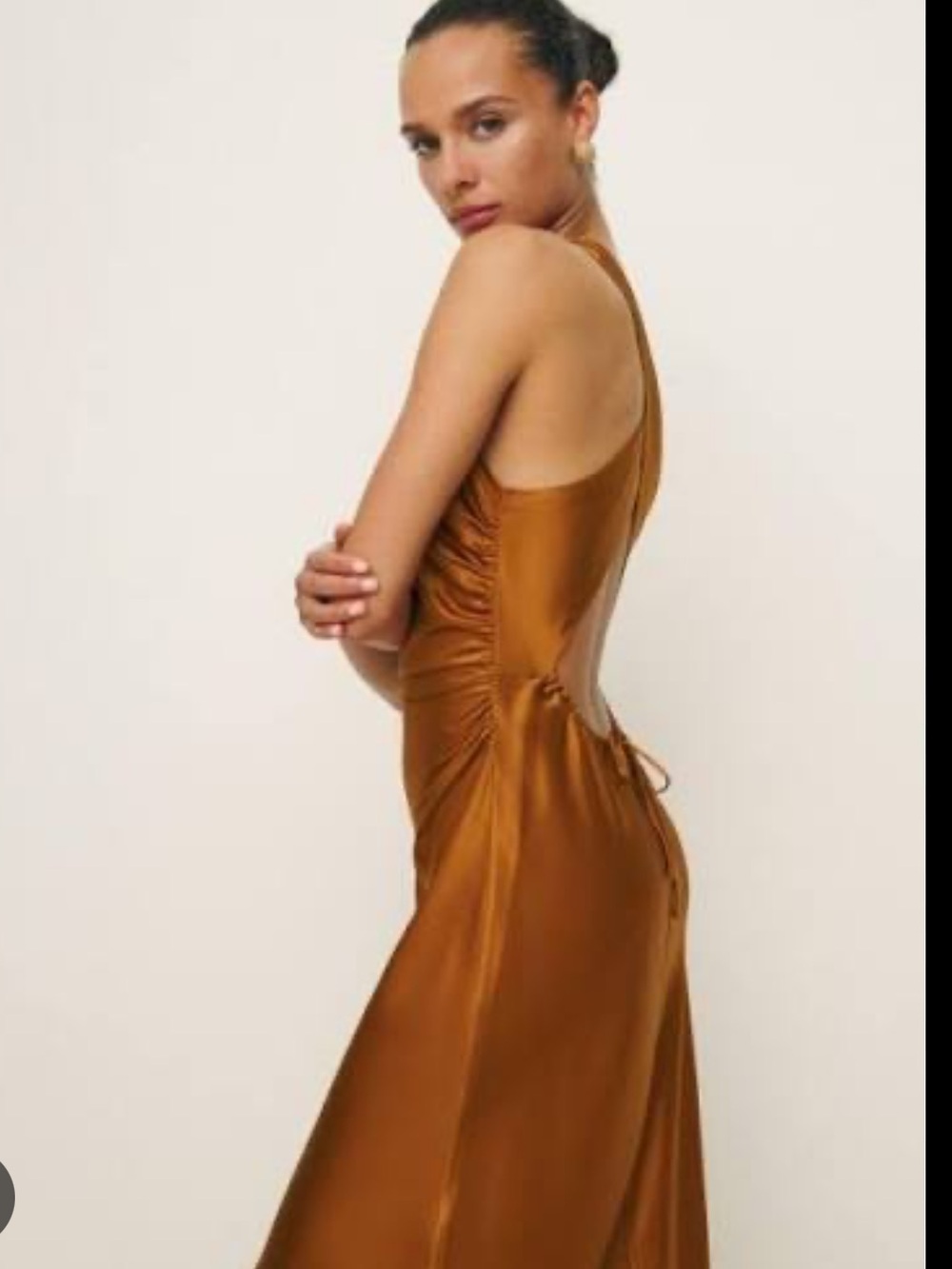 Reformation Anaiis Silk Maxi Dress in Copper Brown - Picture 2 of 4